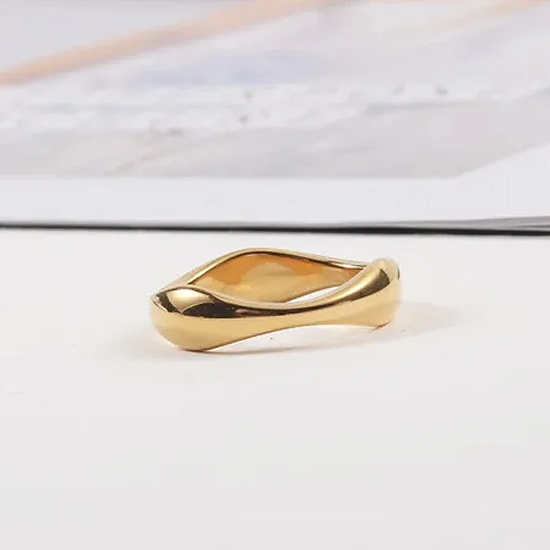 New Arrival Jewelry Geometric Stainless Steel Irregular Wavy Finger Ring for Women