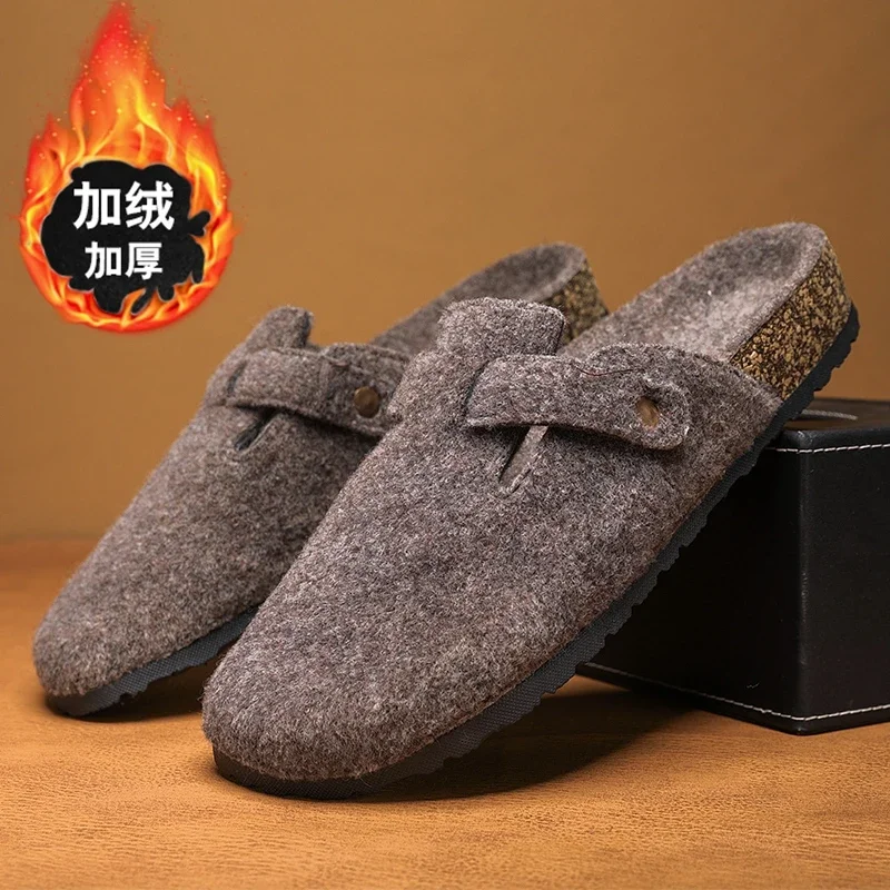 حذاء البغال الرجالي الشتوي الدافئ مقاس كبير 47 مع دعم قوس للجنسين أحذية الشاطئ الكلاسيكية للرجال صنادل من جلد الغزال قباقيب الفلين الرجعية Tatoпочки #1