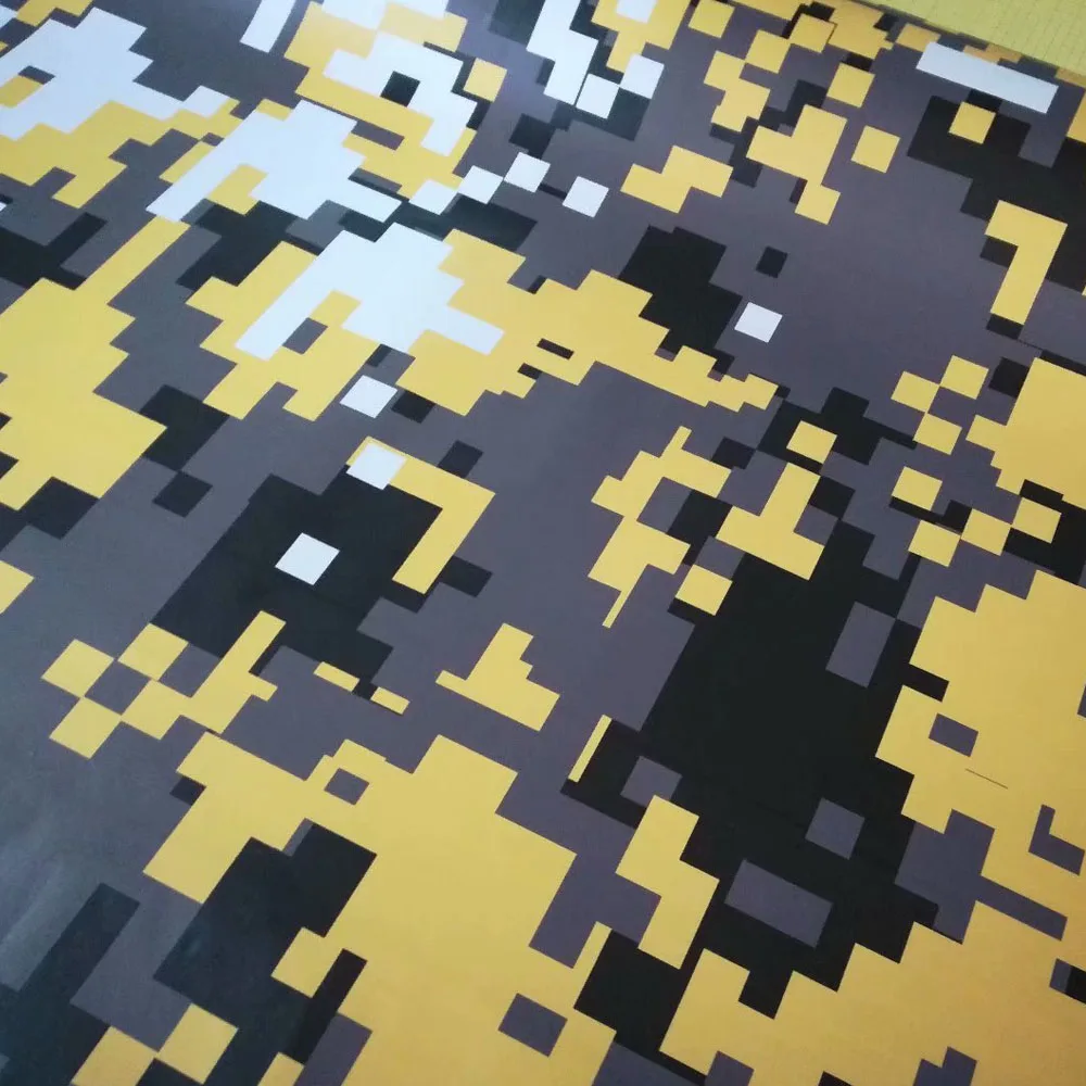New arrival Car Styling Black yellow digital Camouflage vinyl Matt Black yellow digital Camo sticker for car wrappping image 2