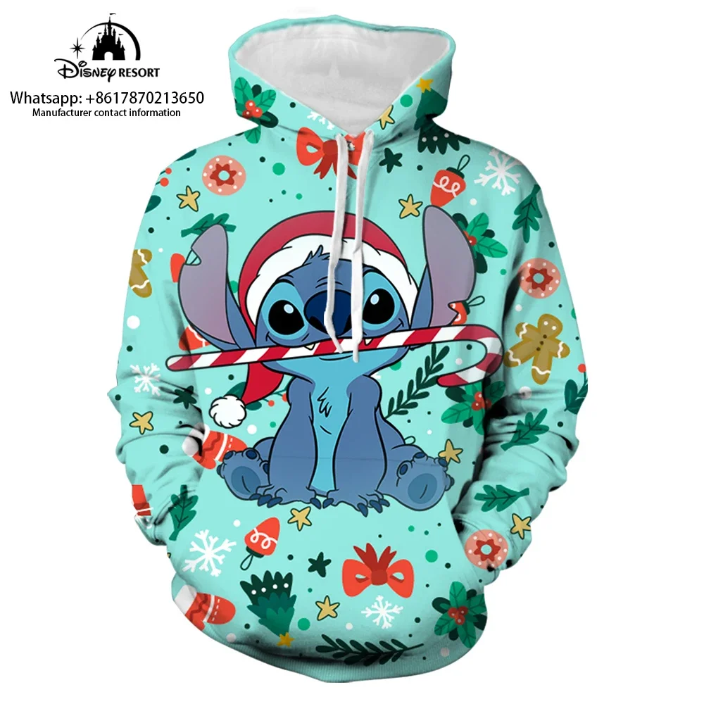 Stitch Cartoon 2022 New Christmas Collection Hoodie Women\'s Streetwear Fall Long Sleeve Disney Branded Casual Sweatshirt Y2K