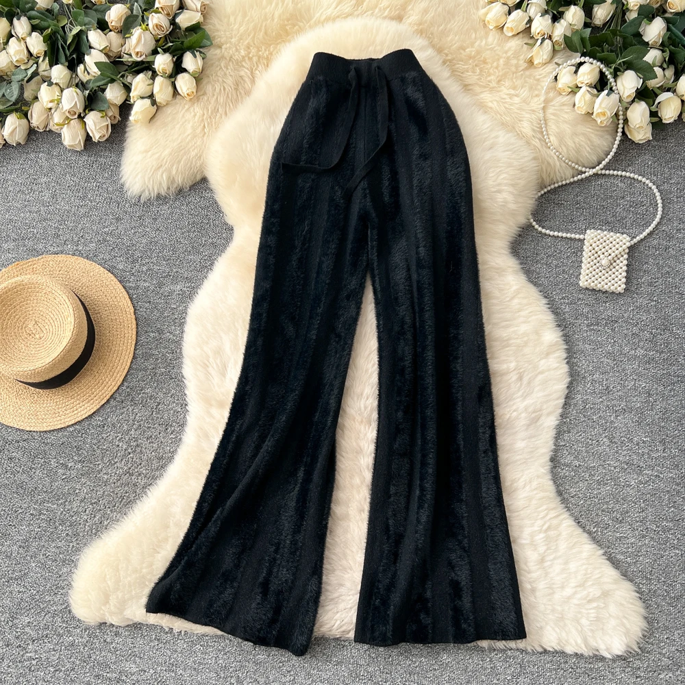 Clothland النساء الحلو مخطط الصوف المرقعة السراويل الرباط مرونة الخصر الإناث عادية واسعة الساق بنطلون KA514 #4