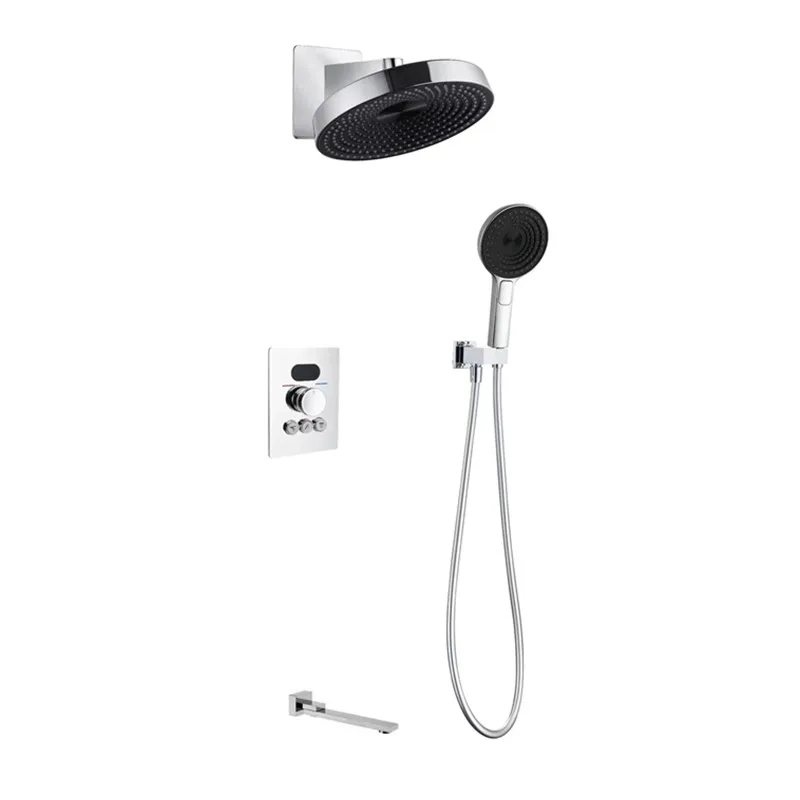 

Digital gunmetal or brushed gold 3 way Thermostatic Faucet Hot And cold Shower Faucet in Wall Mount Bathroom Tap Shower Set