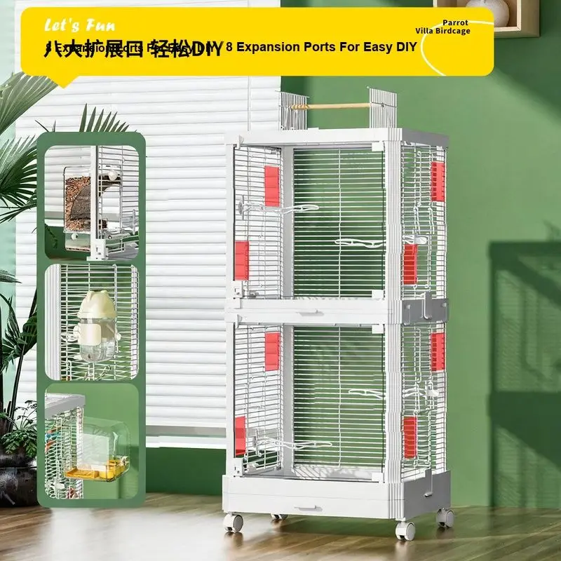 Large Transparent Parrot Cage Household Encrypted Single Double Layer Breeding Cage