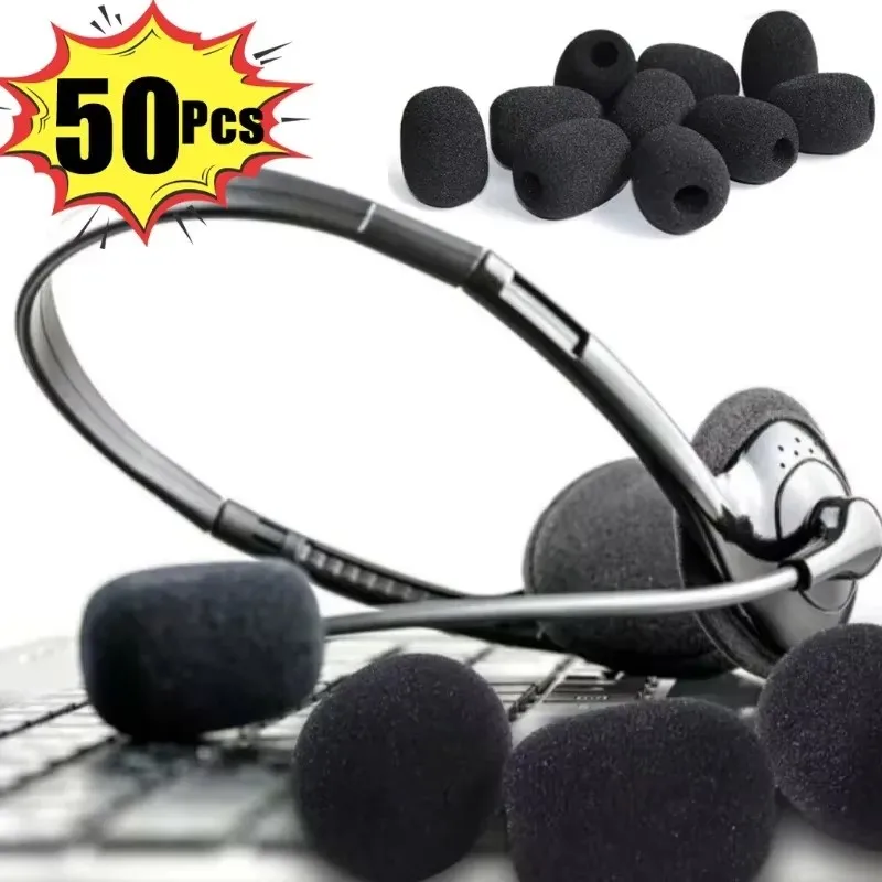 10/30/60PCS Universal Black Mini Mic Cover Foam Headset Microphone Windscreen Sponge Replacement Small Lapel Protection Sleeve