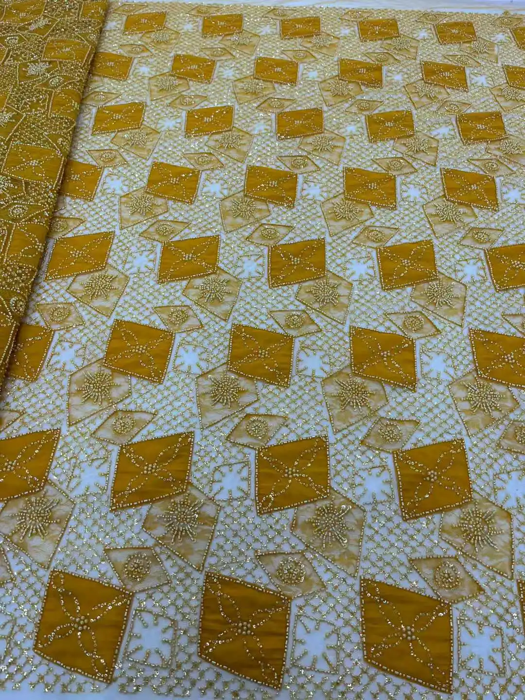 Afrikaanse luxe pailletten Nigeriaanse kant stoffen Hoge kwaliteit kralen kant Franse kant stof voor trouwjurk