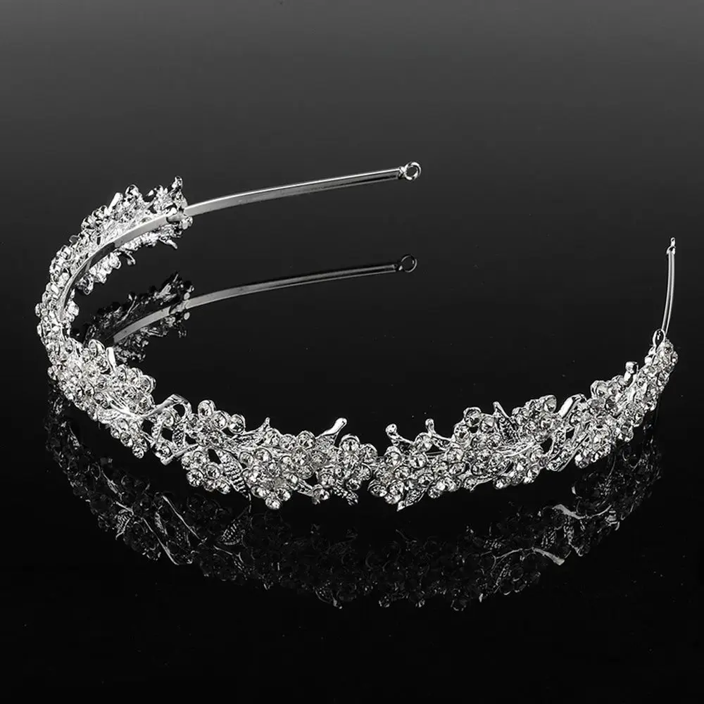 Twinkling Women Flower Rhinestone Wedding Leaf Headband Hair Accessories Girl's Tiara Jewelry