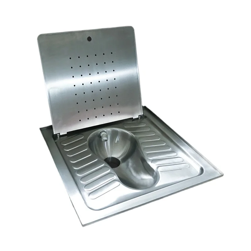 Western Style Squat Toilet Stainless Steel Flush Squat Toilet Pan with Cover
