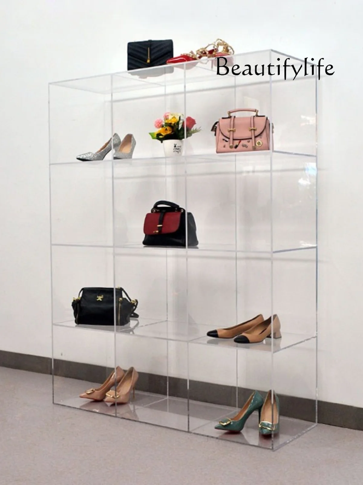 Floor Display Shoe Store Display Rack Acrylic Transparent Shelf Modern Creative Antique Shelf