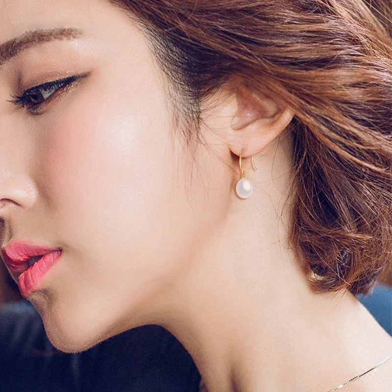 Real Natural Freshwater Pearl Necklace and Earring Set Woman,18k Gold Pendant and Earring 925 Silver Chain Wife Mother Gift