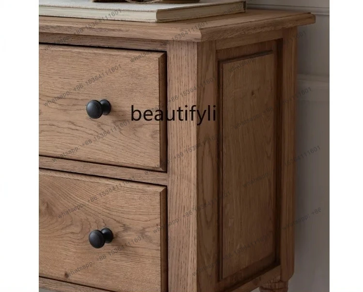 French solid wood edge cabinet simple living room entrance cabinet retro partition cabinet advanced light luxury