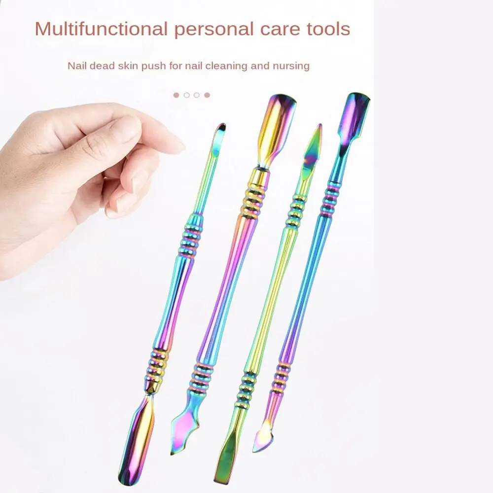 Double-Ended Nail Cuticle Pusher Remove Nail Polish Glue Exfoliating Skin Steel Push Dead Skin Remover Exfoliation Nail Art Tool