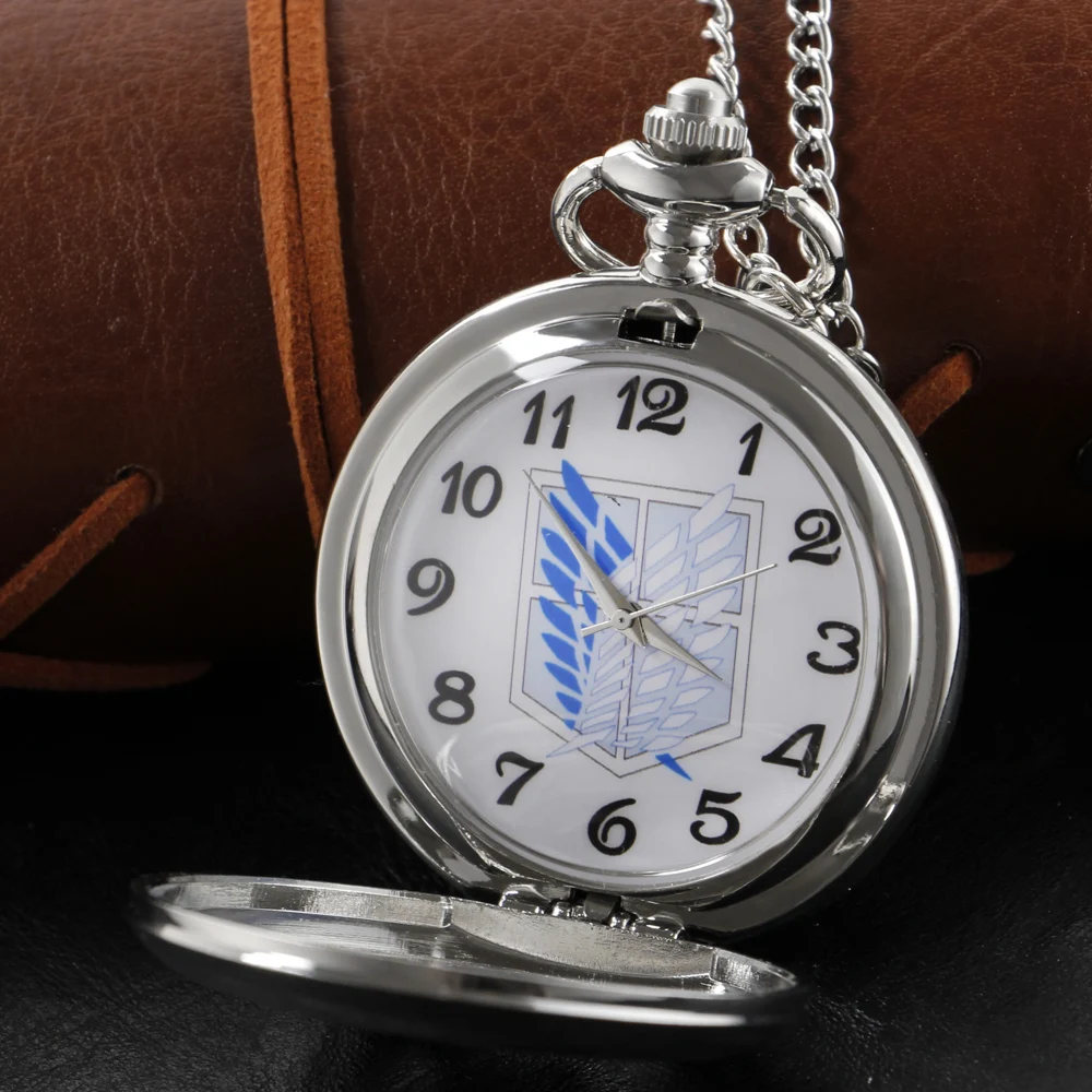 Silver Giant Badge Quartz Pocket Watch High Quality Unisex Necklace Pendant Jewelry Gift for Men and Women Religio CF1025