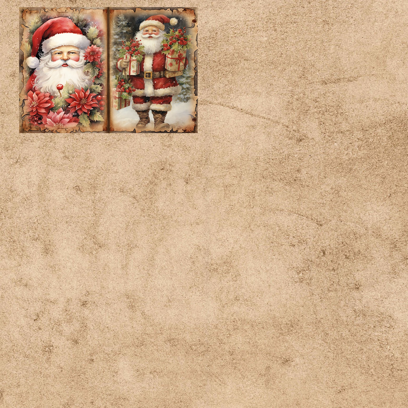 10 Sheets A5 Size Vintage Christmas Santa Claus And Gifts Background Vintage Grunge Journal Planning Scrapbooking