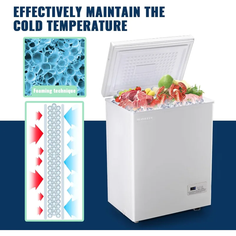 فريزر الصدر مع سلتين قابلتين للإزالة 3.5 قدم مكعب مجمدات مدمجة مع ترموستات إلكتروني (50 ℉   إلى -12 ℉ )، غطاء مفتوح