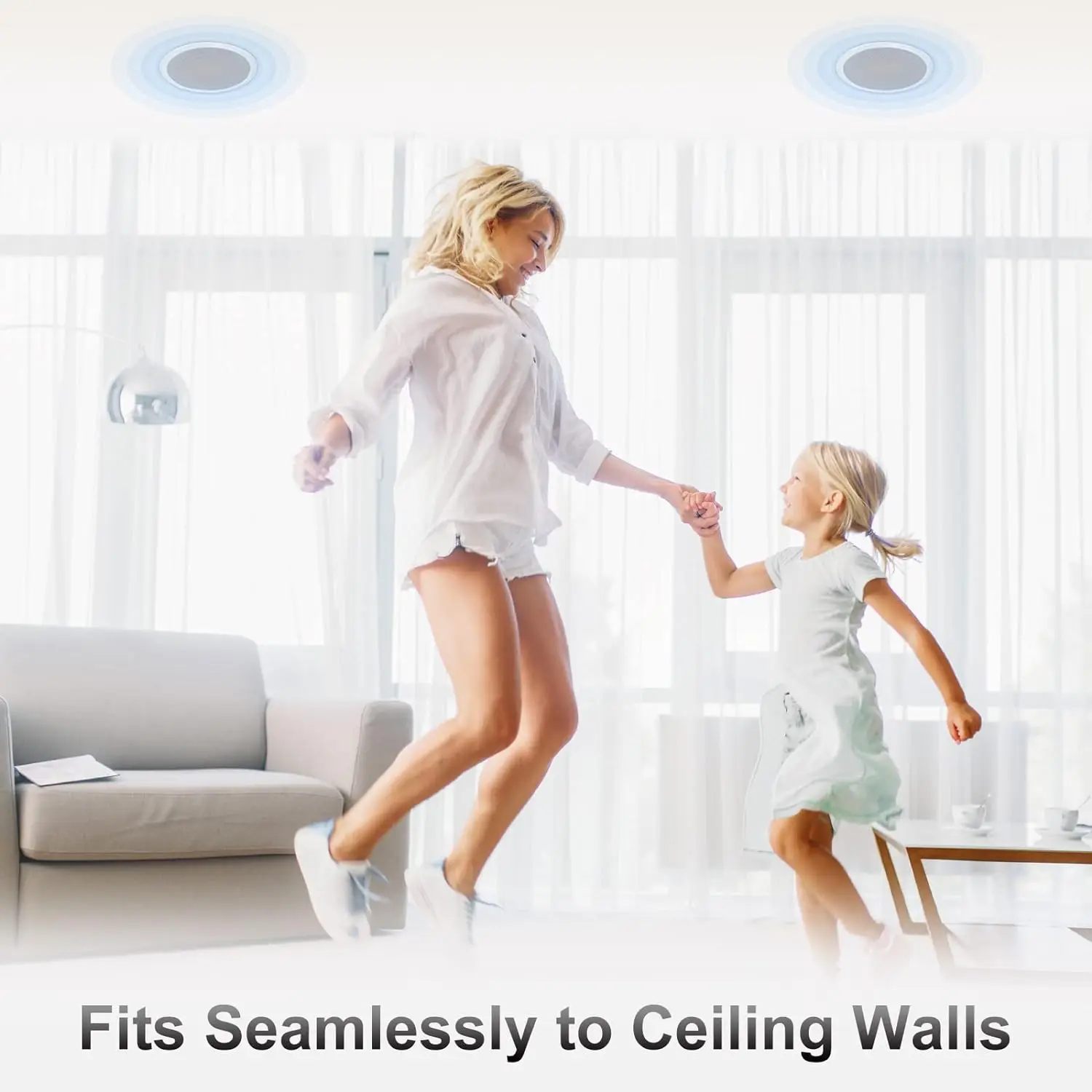 Herdio Passive Ceiling Speakers 6.5 Inch 320W 2-Way Round Flush Mount Speakers Perfect For Home Theater Living Room Bathroom