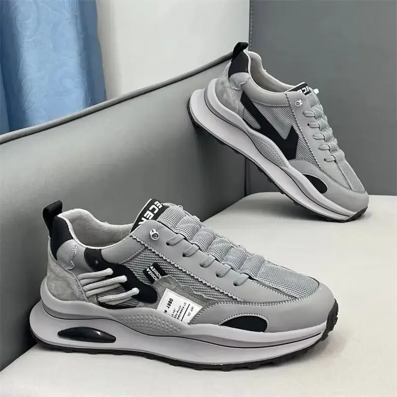 

Man Sneakers Summer Mesh Moccasins Lace-up Leather Sports Four Seasons Casual Running Shoes Men's Comfortable Forrest Gump Shoe