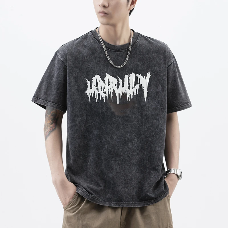 

SLT9930 American tide loose casual fashion trend versatile men's T short-sleeved personality printing snowflake