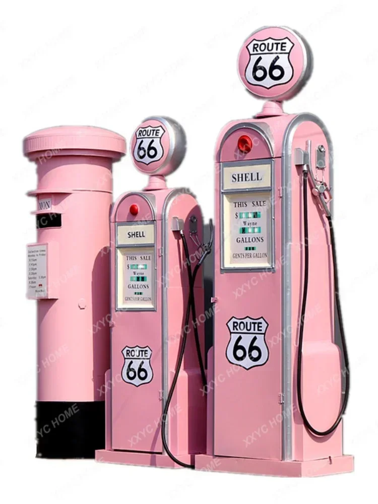 Retro British Telephone Booth Post Box Pink Set Wrought Iron Road Sign Sign Shop Decoration Decoration تحف كبيره للمنزل