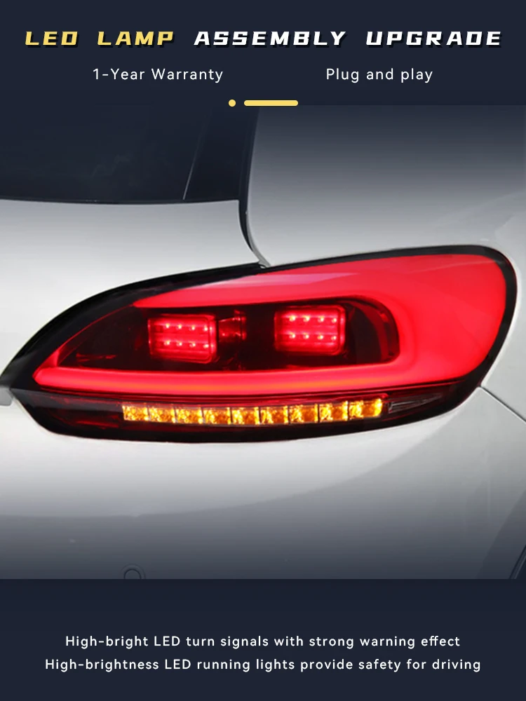 

2 PCS Lamps For VW Volkswagen Scirocco 2009-2014 Tail Light DRL Brake Lamp Modified LED Taillight Plug And Play Car Accessories