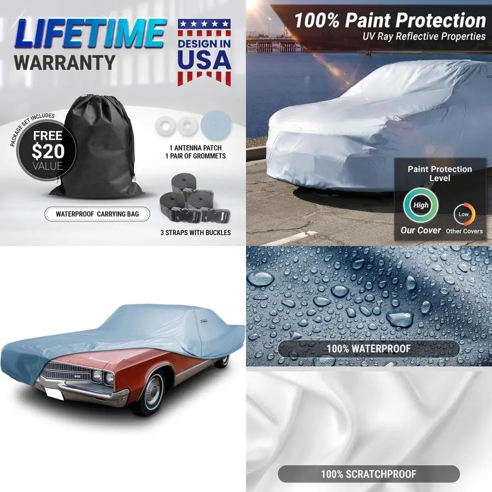 

Vintage 1965-1968 New Yorker Heavy-Duty Waterproof Car Cover with UV Protection, Straps, and Storage Bag