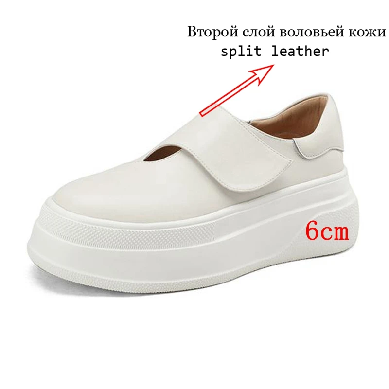 Krazing Pot Cow Split Leather Round Toe High Heels Spring Shoes Platform White Sneakers Simple Style Causal  Vulcanized Shoes