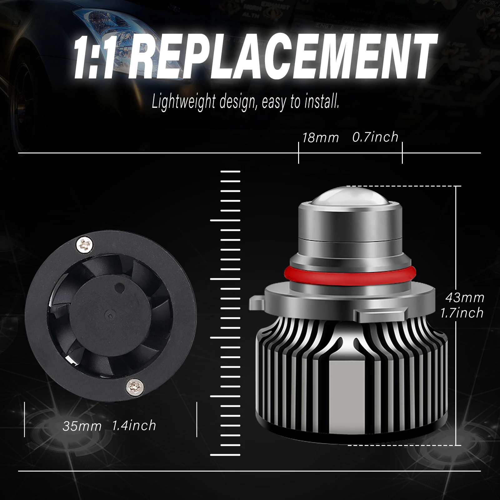 LED Fog Light Bulb Laser Lens Automotive Turbo Headlight Fog Lamp 12V H7 H11 H8 H9 9005 HB3 9006 HB4 CSP 8000K 6000K 3000K 2Pcs