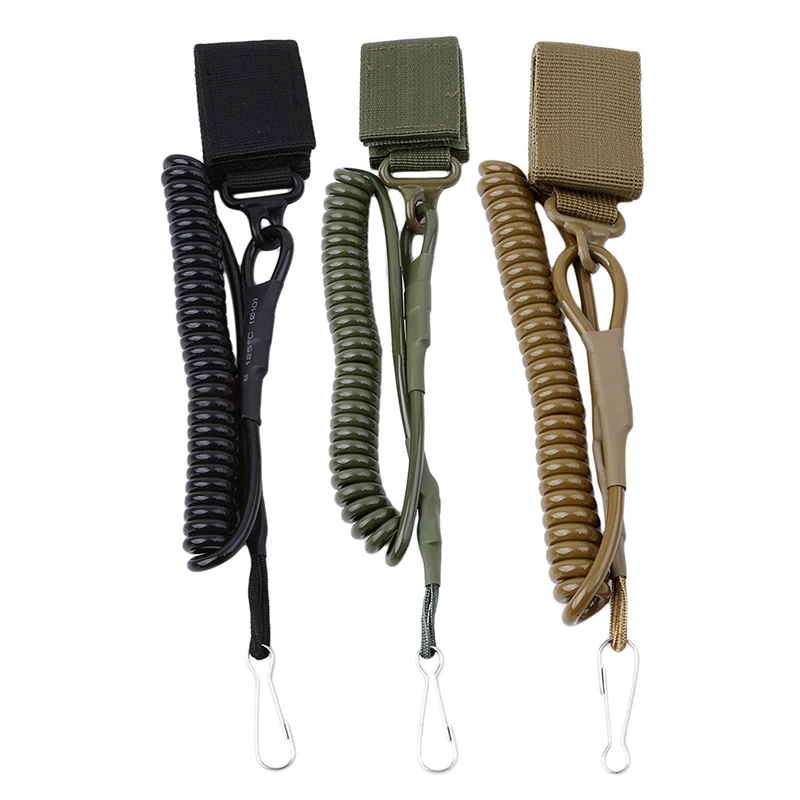 Elastic Lanyard Rope Tactical Anti-lost Military Spring Safety Strap Gun Rope For Key Ring Chain Flashlight Hunting Accessories