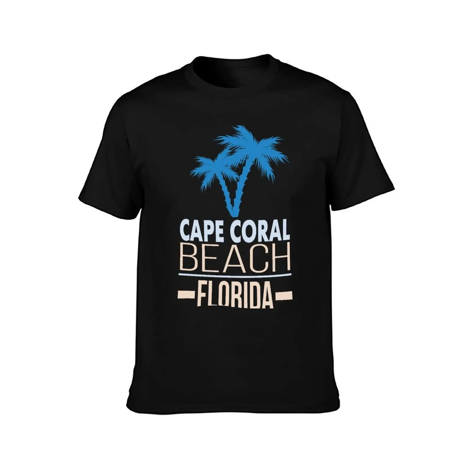Cape Coral Beach Florida with Palm Trees T-Shirt, Summer Casual Cotton Tee, Oversized Streetwear Tops, Vintage Graphic Print