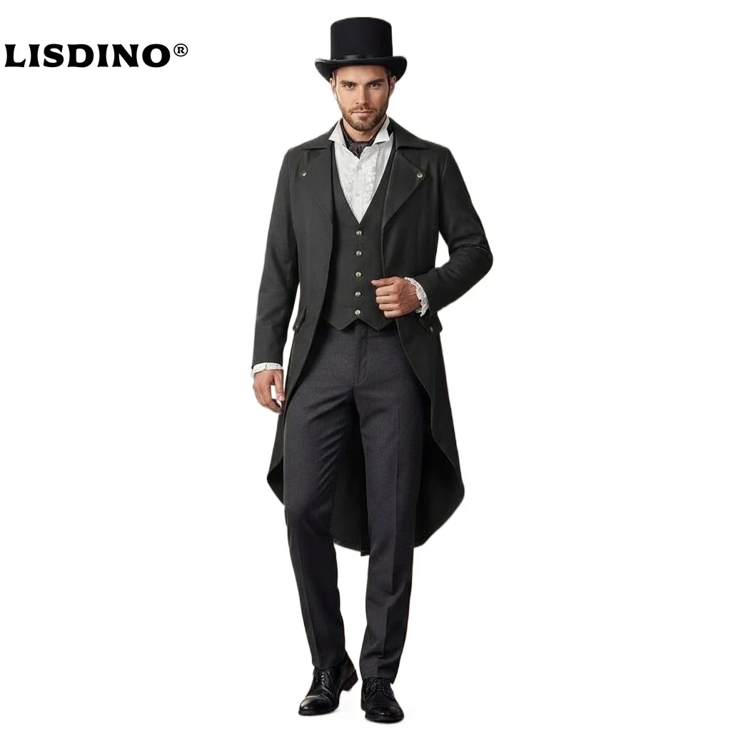 

1Medieval Renaissance Steampunk Coat Tuxedo Tailcoat Vampire Nobleman Fancy Men's Halloween Carnival Performance LARP