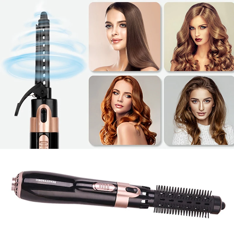 Portable Electric Hot Air Comb 4-In-1 Hot Air Comb One-Step Hair Dryer And Curling Iron Fast Straightener Hot Air Comb