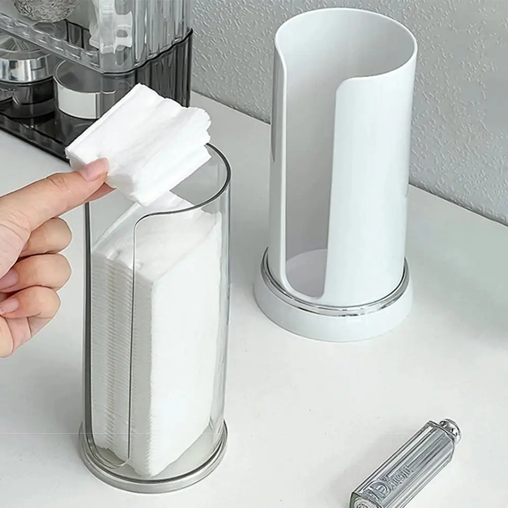 Rotatable Clear Cotton Pads Holder Dust-proof U-shape Opening Cotton Sheets Organizer Space Saving Waterproof