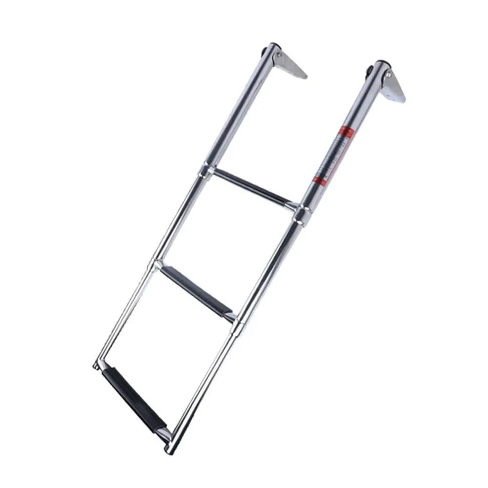Premium Stainless Steel Telescopic Marine Ladder Featuring 3 Sections and Anti Slip Steps for Secure Boarding On Boats A