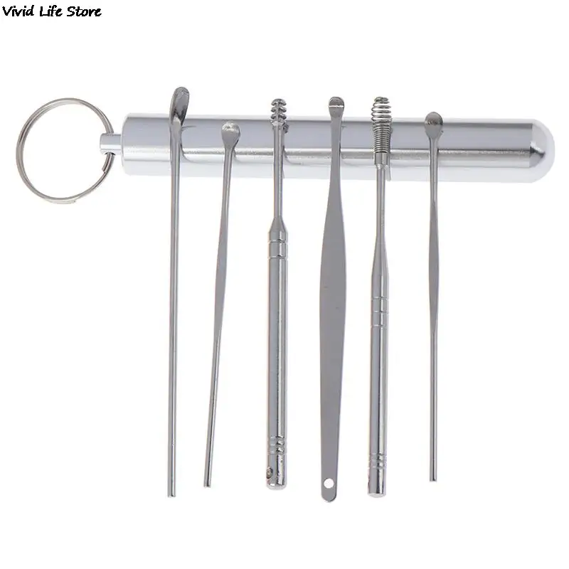 6Pcs/Lot Stainless Steel Spiral Ear Pick Spoon Ear Wax Removal Cleaner Ear Care Multi-function Portable