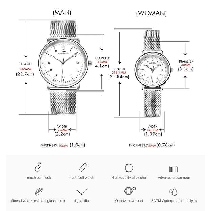 IBSO 2022 New Couple Watches For Lover Simple Dial Nurse Watch Luminous WaterProof FreeShipping Genuine Leather Strap Women Gift