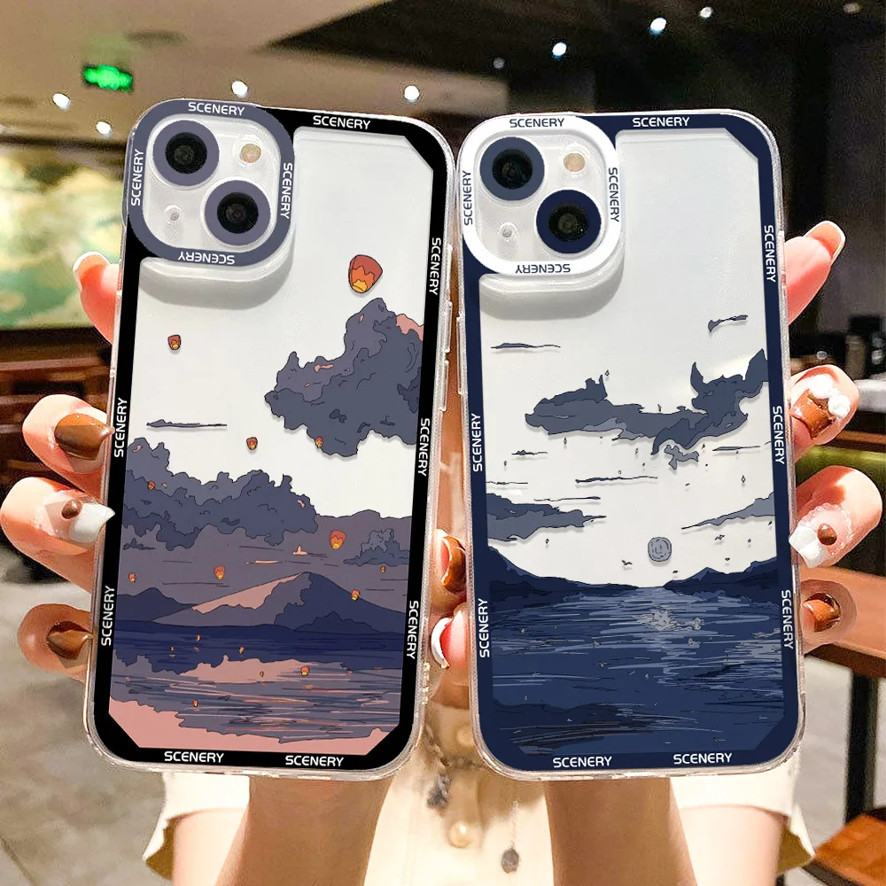 Anime Landscape Case For OPPO Reno 7 6 5 8 Lite 8T 7Z 5F Realme C55 C35 C33 C31 C25 C25S C25Y C21Y C21 9i 8i 8 10 Pro Case Cover