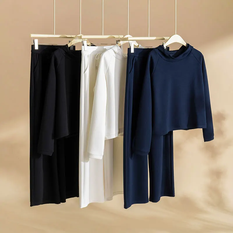 

Ladies Casual Sportswear Hoodie And Straight Leg Pants Set Air Layered Comfortable Slimming Style Large Order Available
