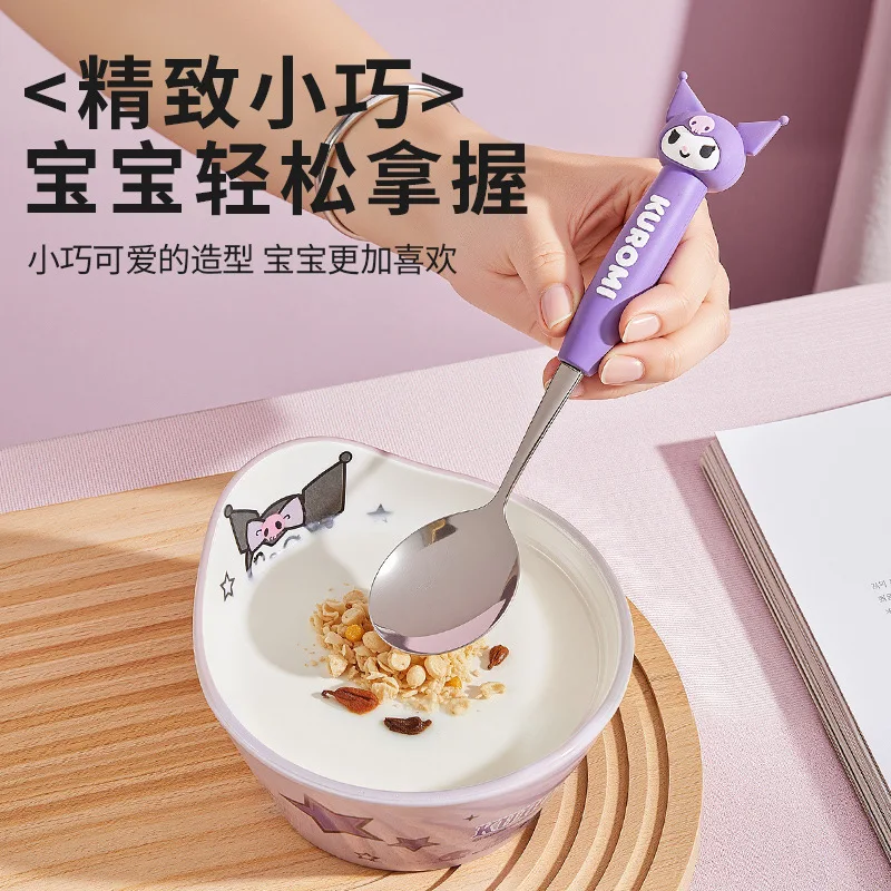 

Sanrio Kuromi Stainless Steel Spoon Children's Spoon Cute Anime Cartoon Student Eating Spoon Set Household Use Girl's Gifts Toys
