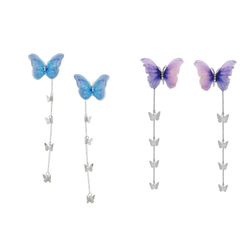 

2pcs/set Vintage Butterfly Shape Hairpin with Long Tassel Hair Clip for Spring Summer Side Hair Hairpins for Teens