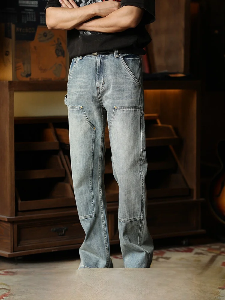 

Джинсы Heavy Du Waed Multiple kets Knee B0 Logging Denim, свободного кроя, с легким расклешением, узкие, модель 707, повседневные, из хлопка