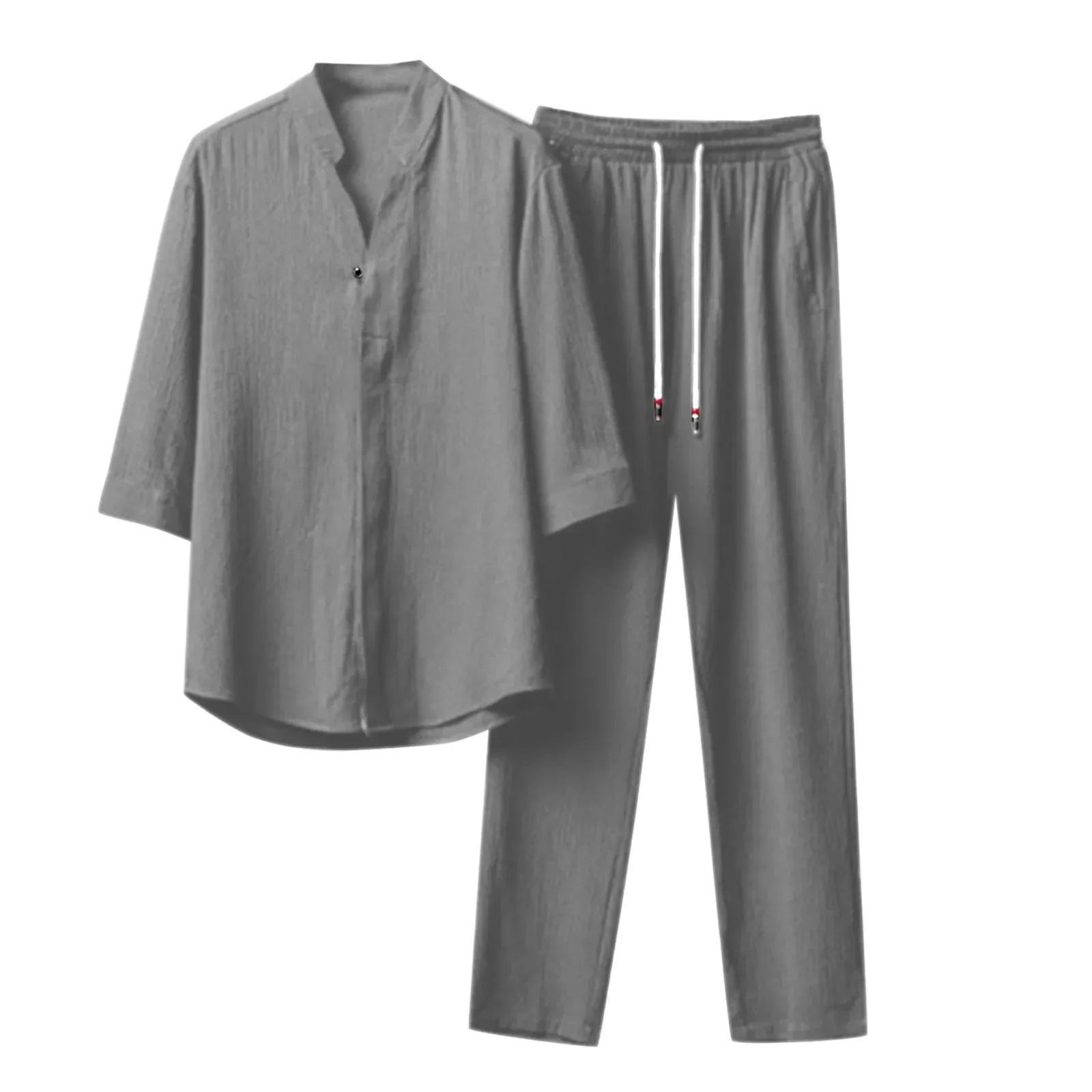 Conjunto de camiseta y pantalones para hombre, ropa de calle de dos piezas de alta calidad, de Color sólido, informal, a la moda, novedad de verano, 2023