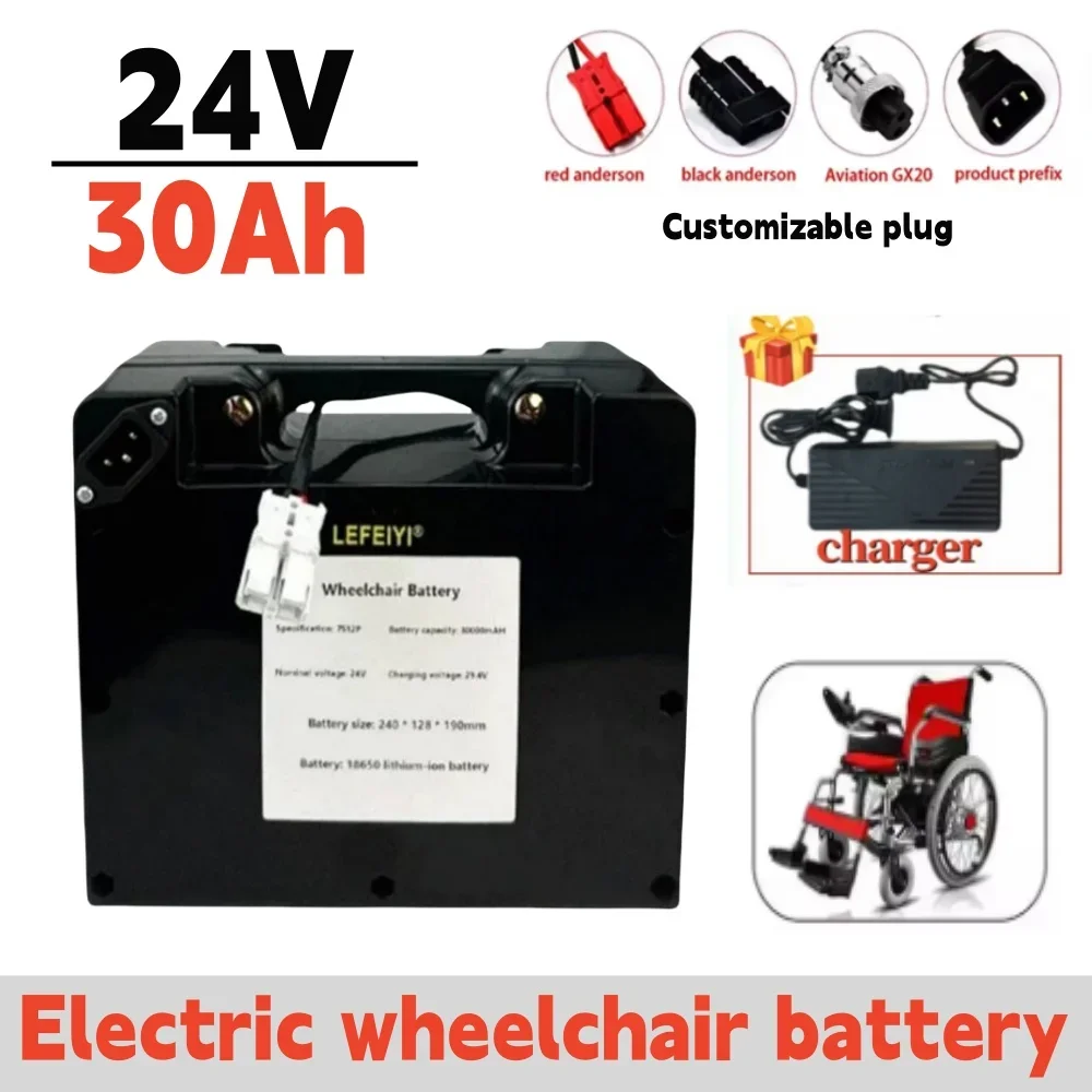 

24V 30000mAh Special Battery for Electric Wheelchair 18650 Lithium-ion Battery Pack with 29.4V 2A Charger