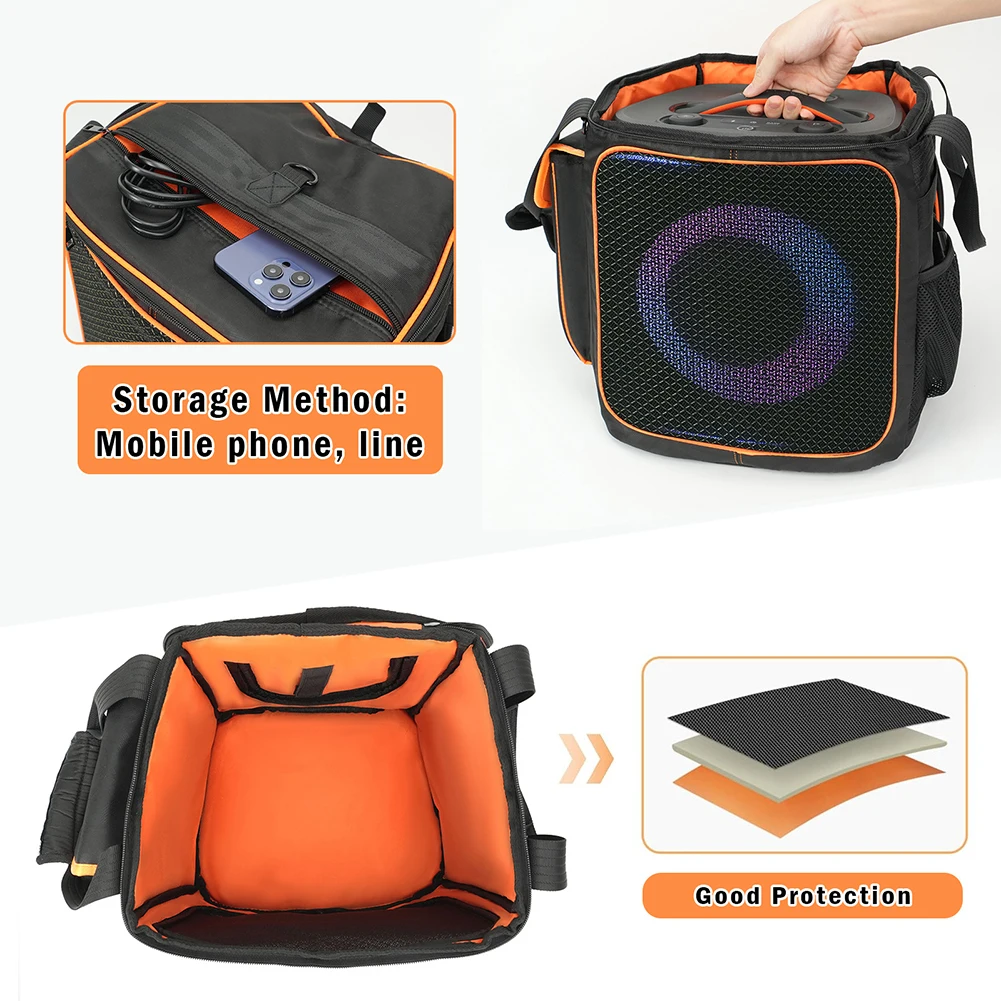 حقيبة تخزين حقيبة الظهر JBL Partybox2 EVA حقيبة مكبر صوت خارجية باللون الأسود مع أشرطة داخلية واسعة وقابلة للتعديل #5