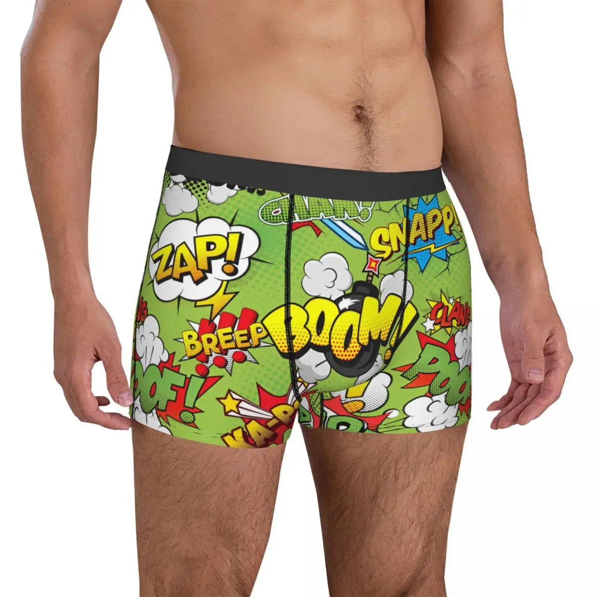 Boom Seamless Comics Underwear Comfortable Underpants Design Boxer Brief For Males Pouch Plus Size Boxershorts