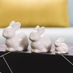 Bunny Ceramic Miniature Figurines Home Landscape Decoration Cute Rabbit Accessories Bunny Crafts Easter Decoration Party Gift