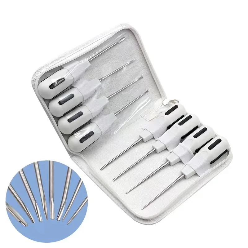 

8PCS Stainless Steel Dental Luxating Lift Elevators Set Clareador Curved Root Dentist Surgical Instrument Plastic Handle