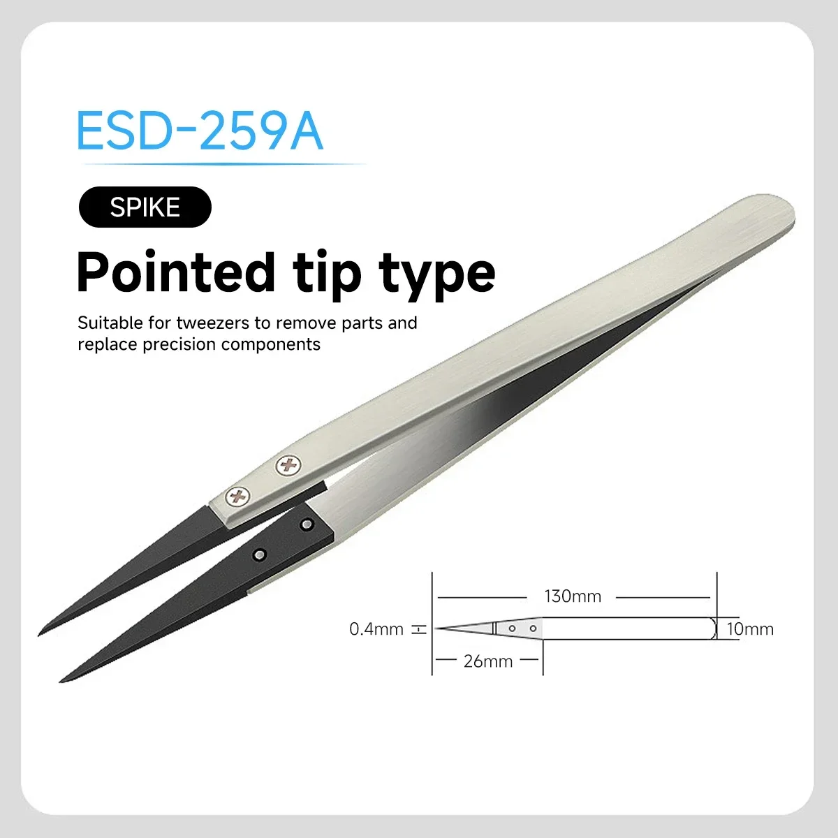 1PC For Watch Hands Installation Work Straight Elbow ESD-259 ESD-259A ESD-7A Handle Stainless Antistatic Plastic Tweezers image 5