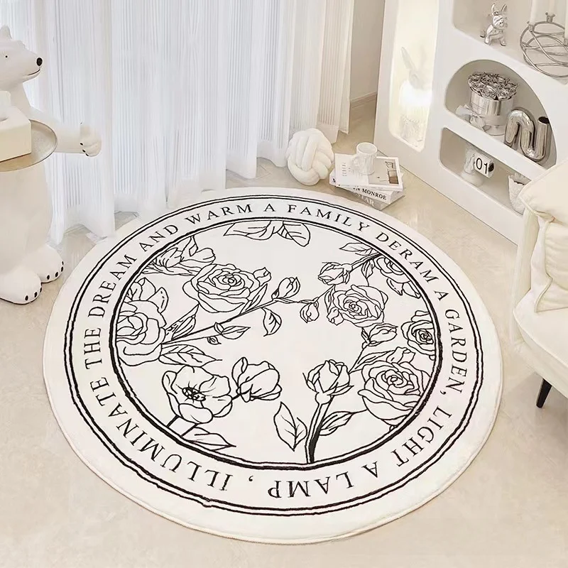 

New round Carpet Nordic Style Living Room Coffee Table Mat Bedroom Light Luxury Ins Bedside Blanket Home Decor Linen Floor Mat