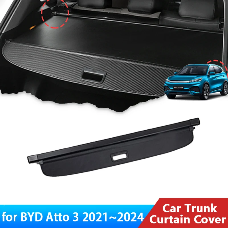 

For BYD Atto 3 Yuan Plus EV 2021~2023 Accessories 2022 Trunk Cargo Mat Rear Curtain Retractable Anti-peeping Side Shading Parts