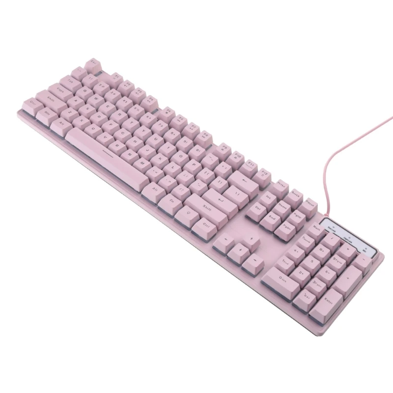 652F Two-Color 104 Keys Tea Axis Mechanical Keyboard, USB Wired RGB Backlit Gaming Office Keyboard for Gamer