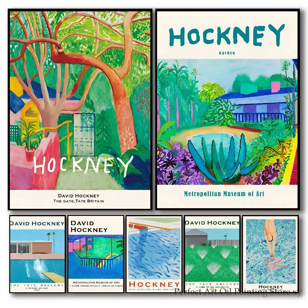 David Hockney Art Poster Self-adhesive Art Room Entrance Restaurant Wall Decor Art Painting